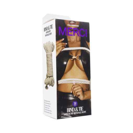 Merci Bind & Tie 6mm Hemp Bondage Rope 30 ft. Natural