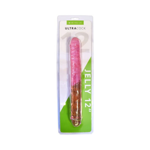 Me You Us Ultra Cock 12 in. Jelly Double Ended Dildo Pink