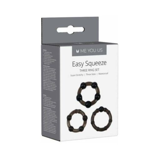 Me You Us Easy Squeeze 3-Piece Cockring Set Black