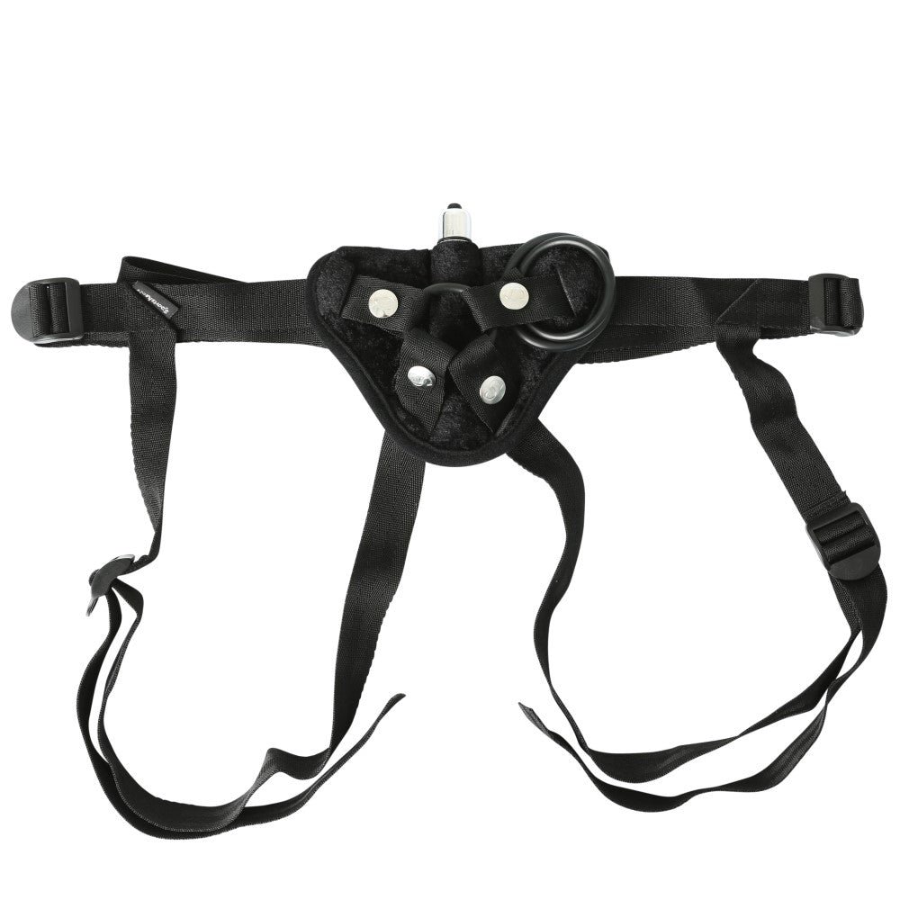 Sportsheets Adjustable Vibrating Black Velvet Strap-On Harness - Image 2