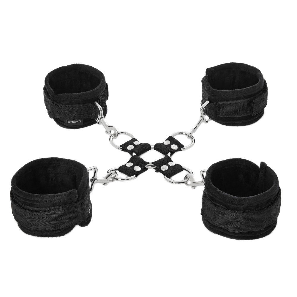 Sportsheets 5-Piece Adjustable Hog Tie & Cuff Set Black - Image 5
