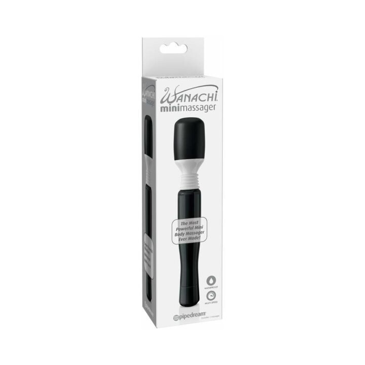 Mini Wanachi Waterproof Massager Flexible Silicone Wand Vibrator Black