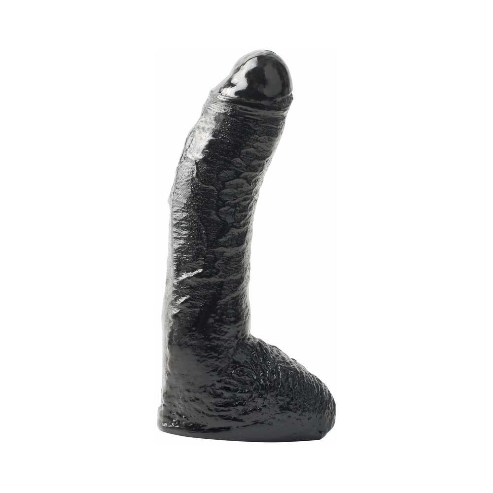 Basix Rubber Works Fat Boy 10 in. Dildo With Balls Black - Image 2