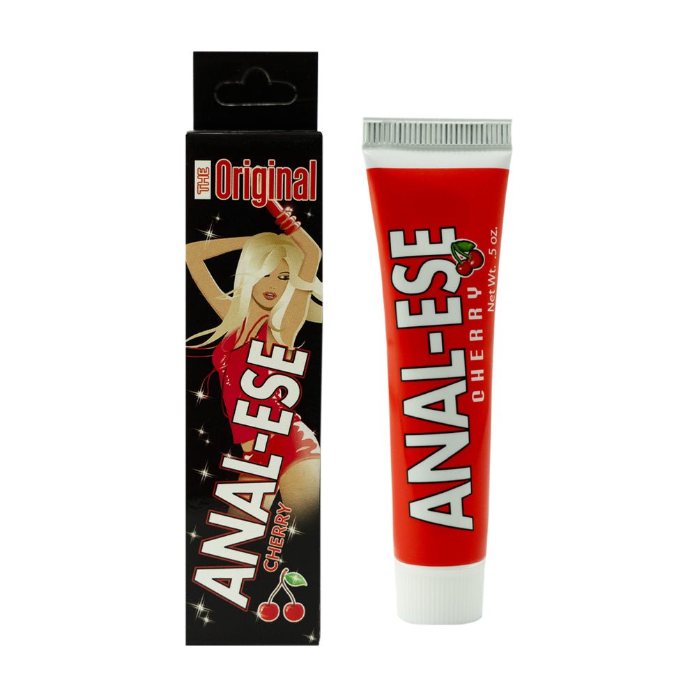 Nasstoys Anal-Ese Cherry 0.5 oz tube and retail box with red design and cherry graphics