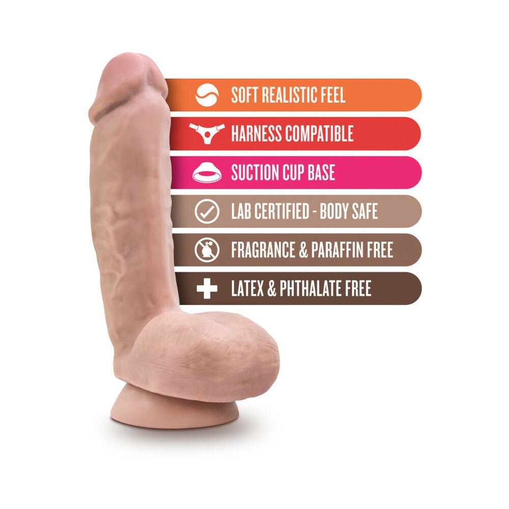 X5 Hard On 8.5 in. Dildo with Balls Beige - Image 6