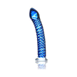 Alternative view of Icicles No. 29 Curved Textured 7.25 in. Glass Dildo Blue