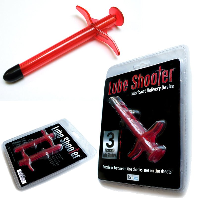 Stockroom KinkLab Lube Shooter 3 pack red plastic lubricant applicators in retail packaging