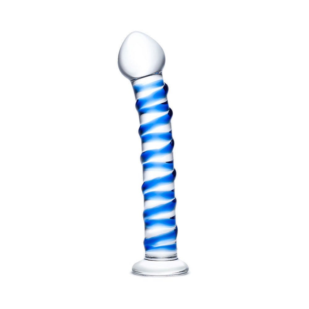 Glas 7.5 in. Blue Spiral Glass Dildo - Image 2