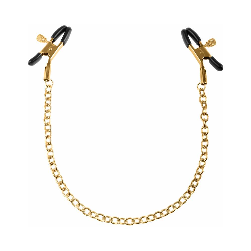 Fetish Fantasy Gold Adjustable Nipple Clamps With Chain Gold/Black - Image 2