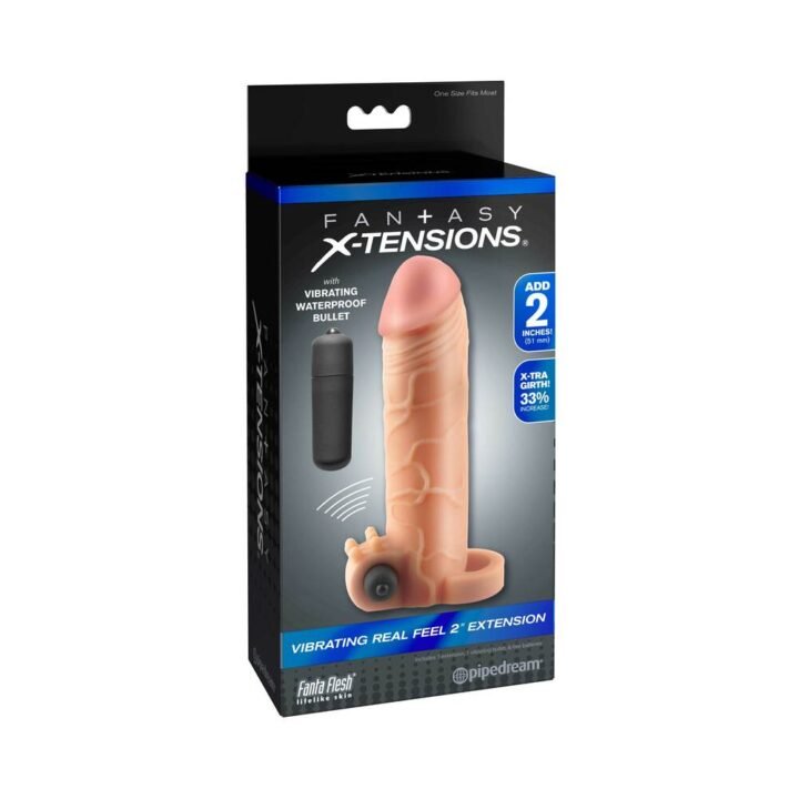 Fantasy X-tensions Vibrating Real Feel 2 in. Extension With Ball Strap Beige