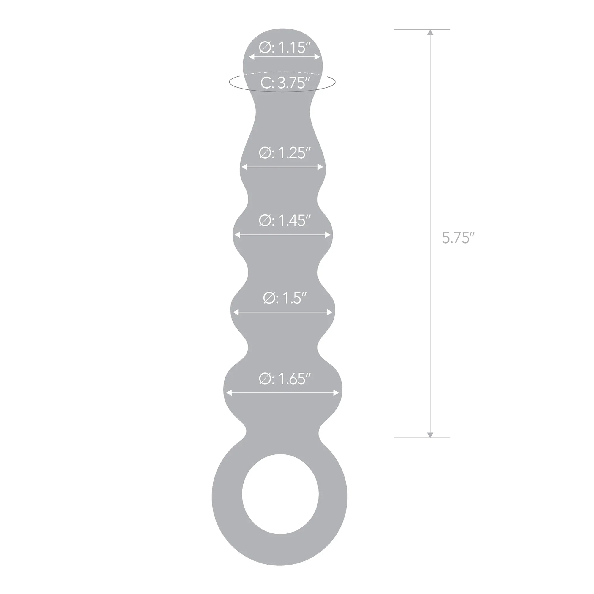 Glas 7.5 in. Quintessence Beaded Anal Slider Glass Dildo with Ring Handle - Image 7