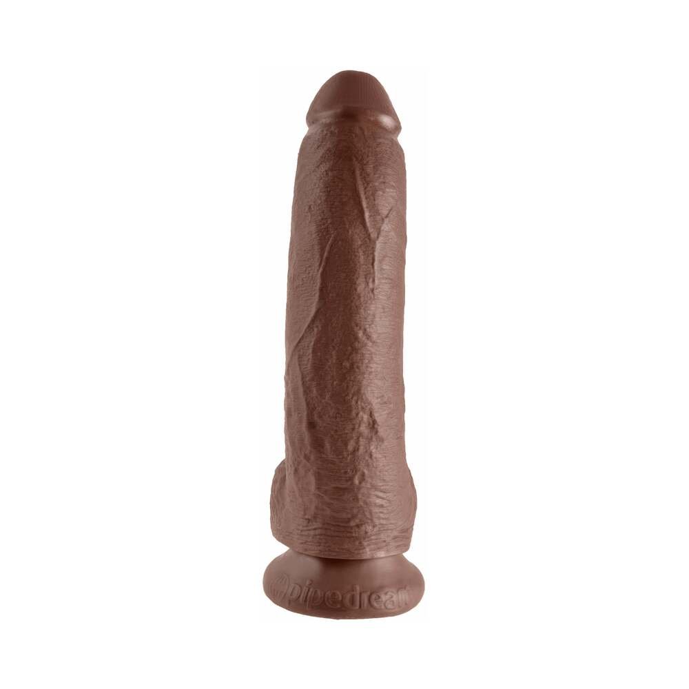 King Cock 9 in. Cock With Balls Realistic Suction Cup Dildo Brown - Image 2