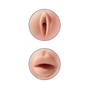 PDX Tight Grip Pussy & Mouth Dual Density Squeezable Masturbator Beige/White - Image 4