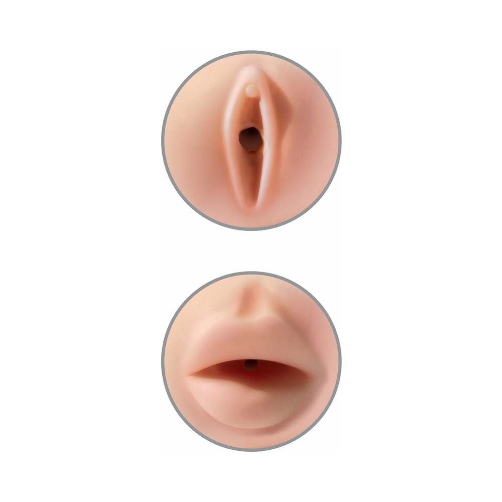 PDX Tight Grip Pussy & Mouth Dual Density Squeezable Masturbator Beige/White - Image 4