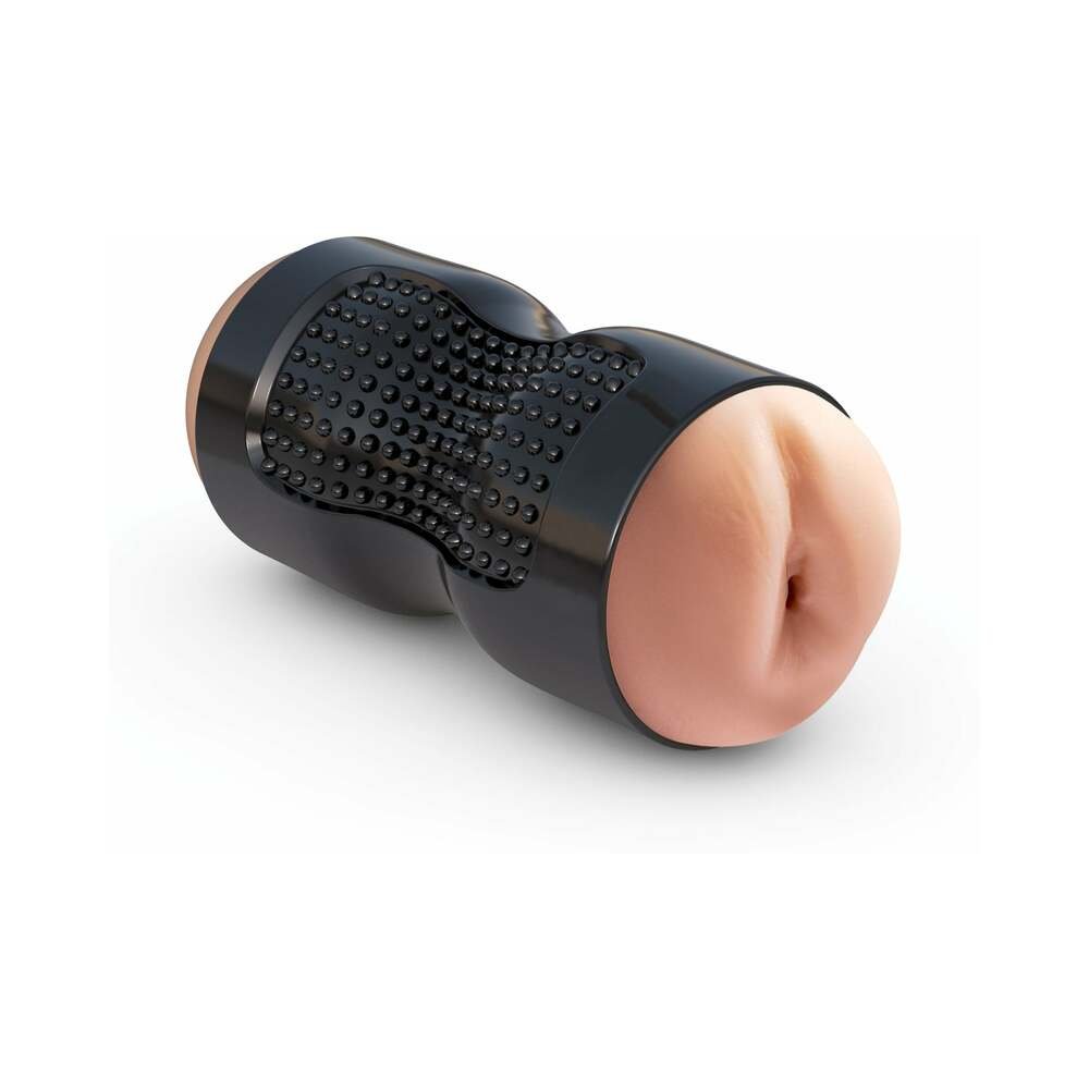 PDX Tight Grip Pussy & Ass Dual Density Squeezable Masturbator Beige/Black - Image 3