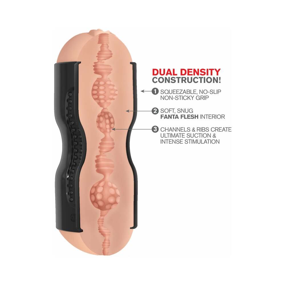 PDX Tight Grip Pussy & Ass Dual Density Squeezable Masturbator Beige/Black - Image 5