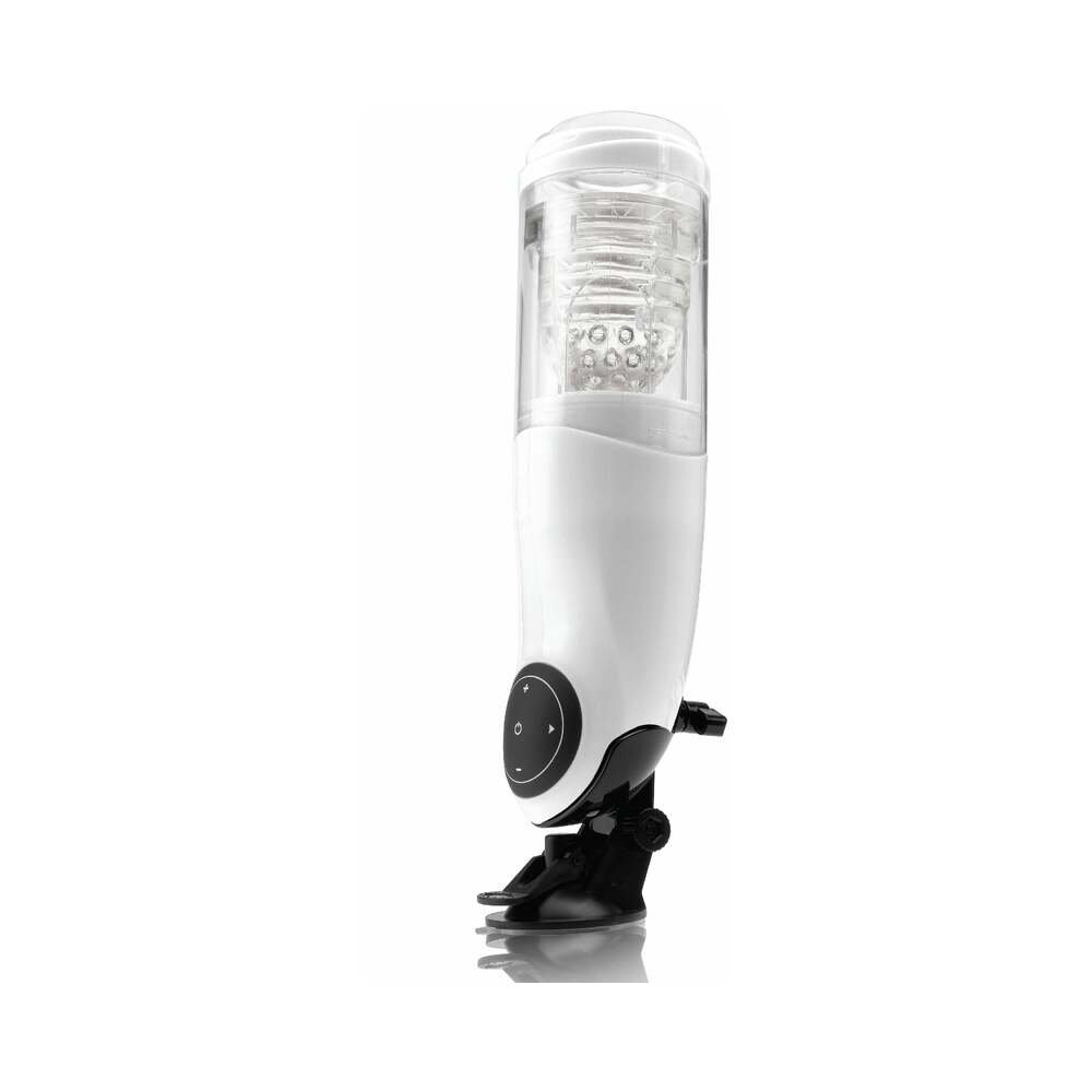 PDX Mega-Bator Pussy Rotating Thrusting Stroker With Suction Cup Clear/White - Image 2