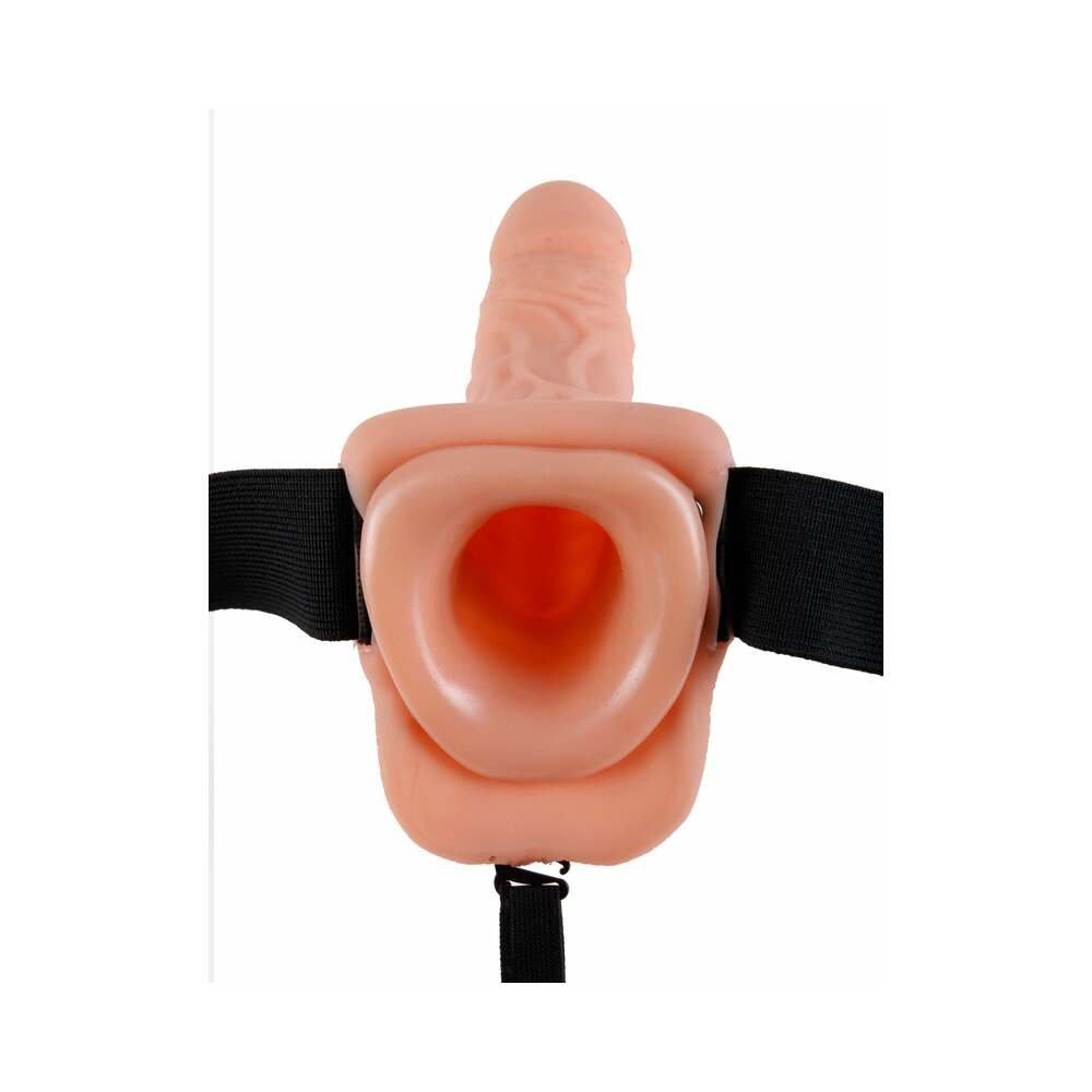 Fetish Fantasy Series 9 in. Vibrating Hollow Strap-On with Balls Beige/Black - Image 3