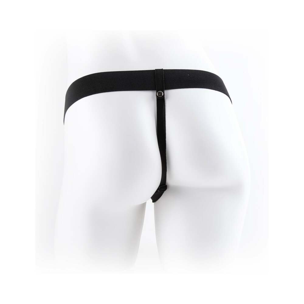Fetish Fantasy Series 9 in. Vibrating Hollow Strap-On with Balls Beige/Black - Image 5