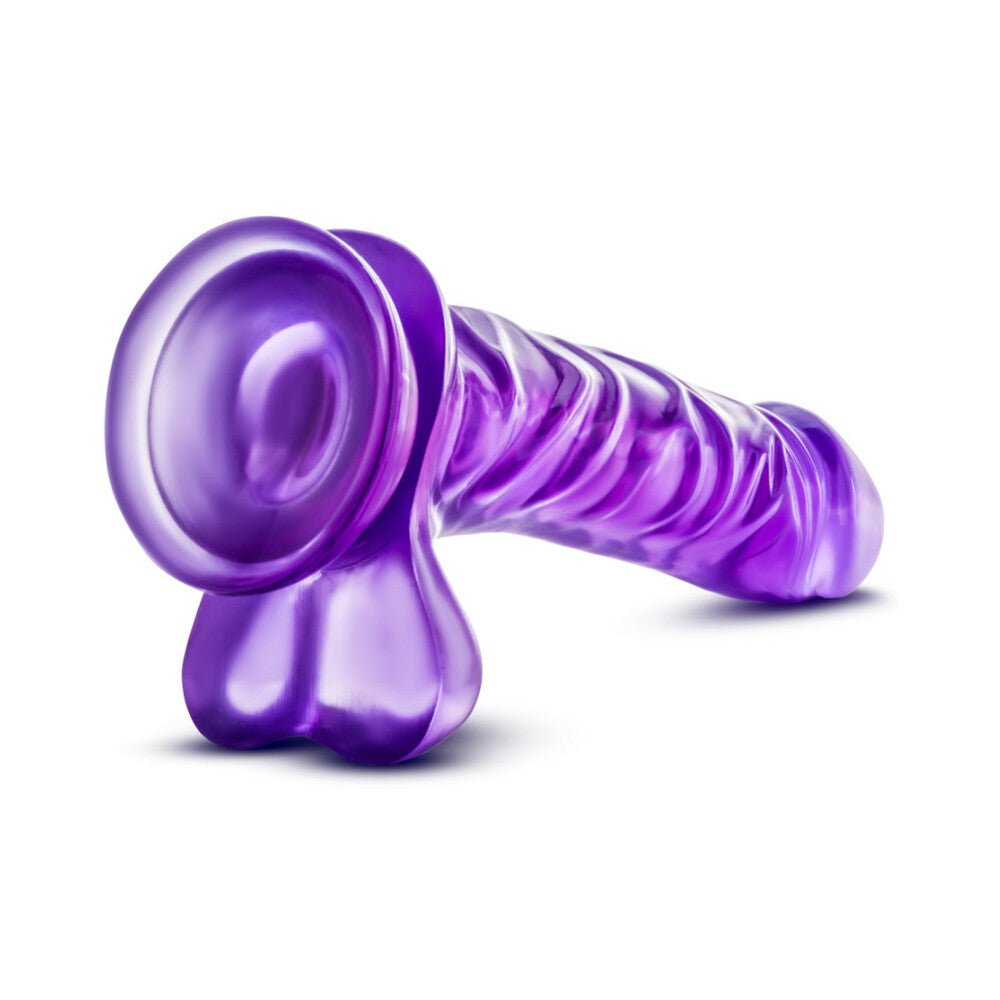 B Yours Basic 8 Realistic 9 in. Dildo with Balls Purple - Image 5