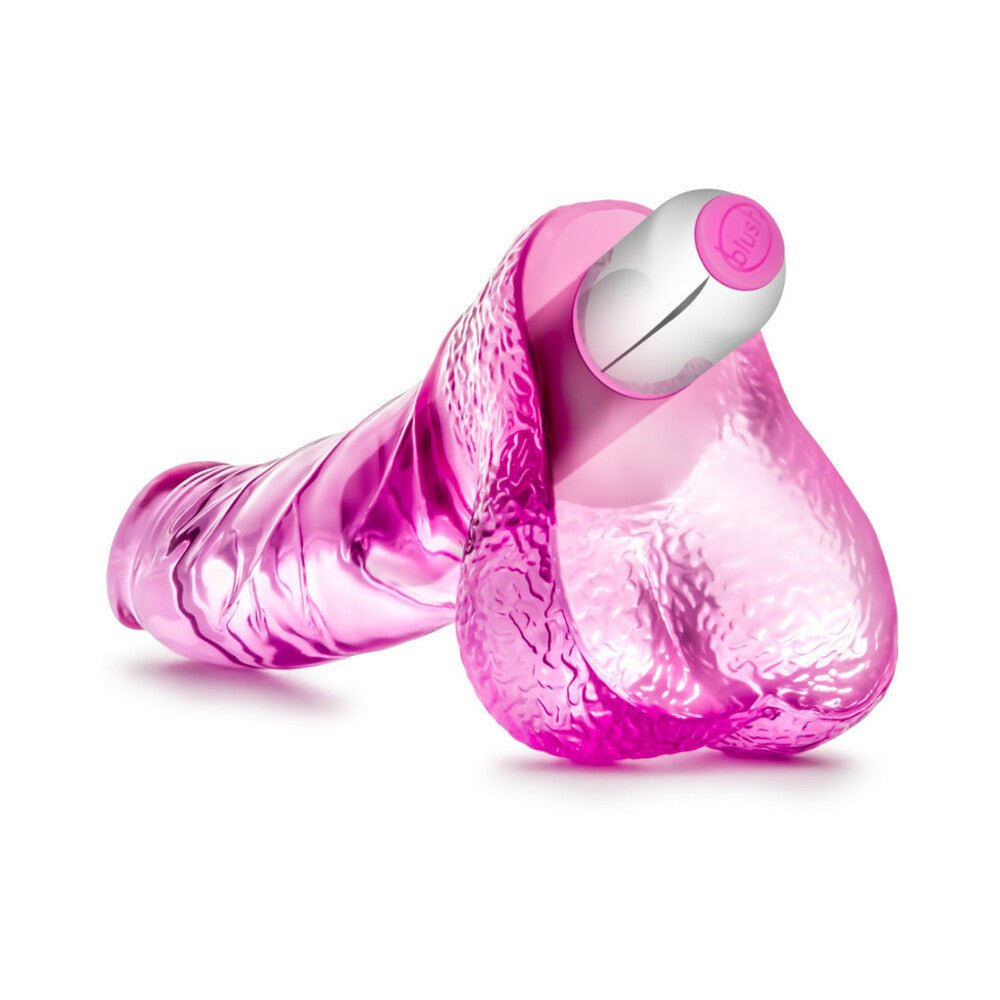 Naturally Yours Vibrating Ding Dong 6.5 in. Dildo with Balls & Vibrator Pink - Image 5