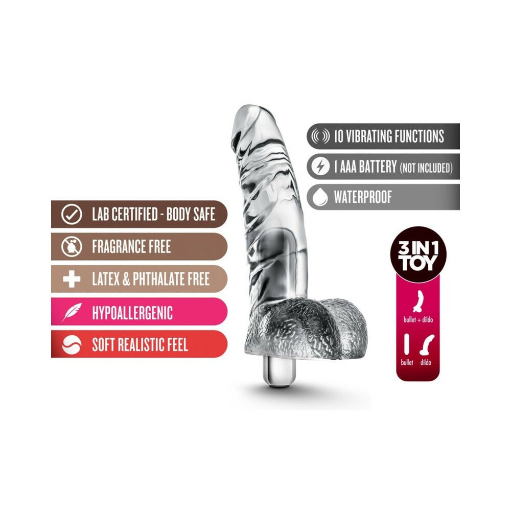 Naturally Yours Vibrating Ding Dong with Balls 6.5 in. Clear - Image 6