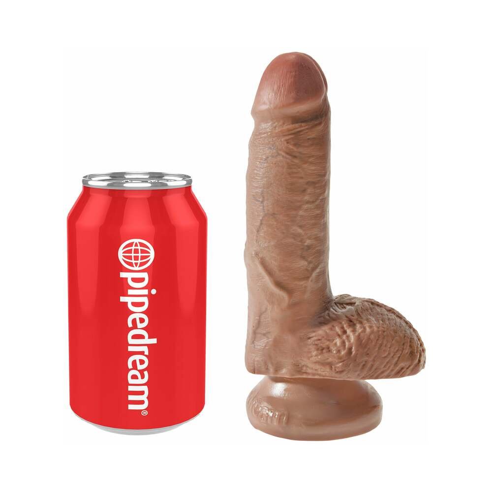 King Cock 7 in. Cock With Balls Realistic Suction Cup Dildo Tan - Image 5