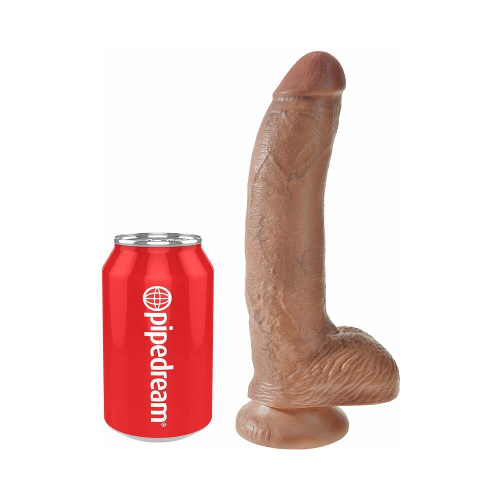 King Cock 9 in. Cock With Balls Realistic Suction Cup Dildo Tan - Image 5
