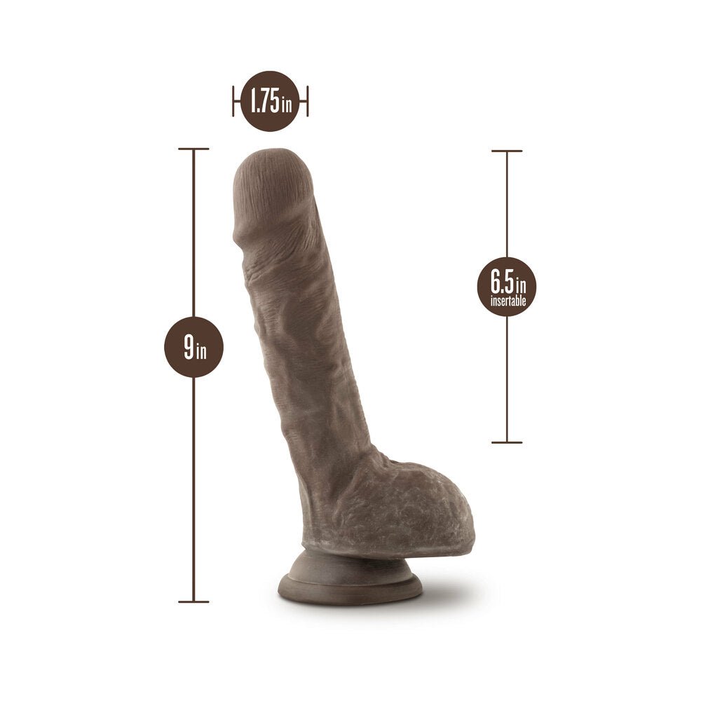 Au Naturel Big Billy 9 in. Posable Dual Density Dildo with Balls Brown - Image 4