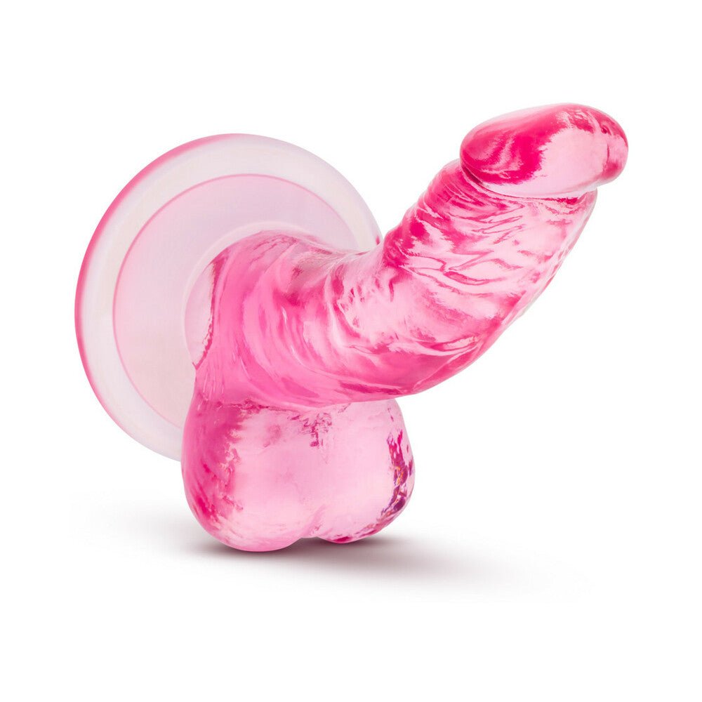 Naturally Yours 4 in. Mini Cock Realistic Dildo with Balls Pink - Image 4