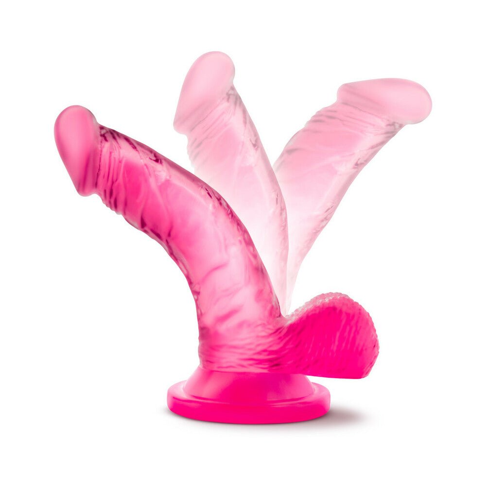 Naturally Yours 4 in. Mini Cock Realistic Dildo with Balls Pink - Image 7
