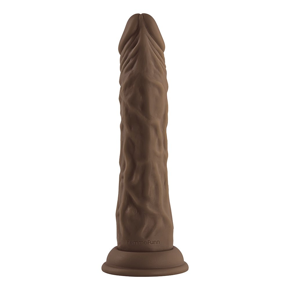 FemmeFunn Vortex Turbo Shaft 2.0 8 in. Vibrating Rotating Dildo Brown - Image 6