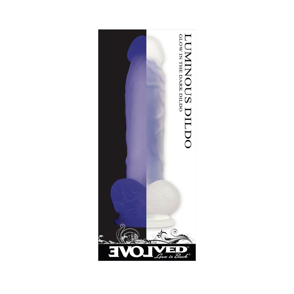 Evolved Luminous Poseable Glow in the Dark 8 in. Dildo With Balls Clear/Purple - Image 8