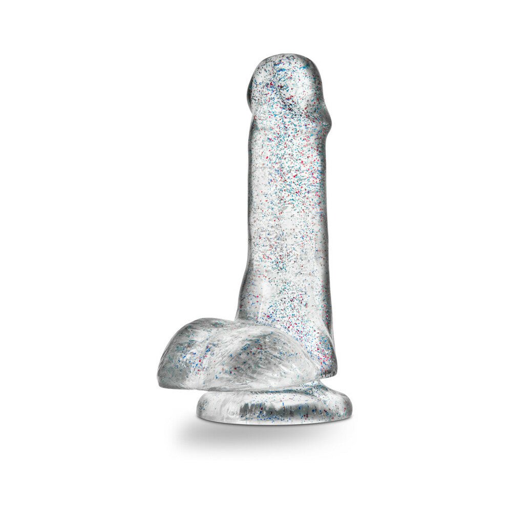 Naturally Yours 6 in. Glitter Cock Realistic Dildo with Balls Sparkling Clear - Image 2