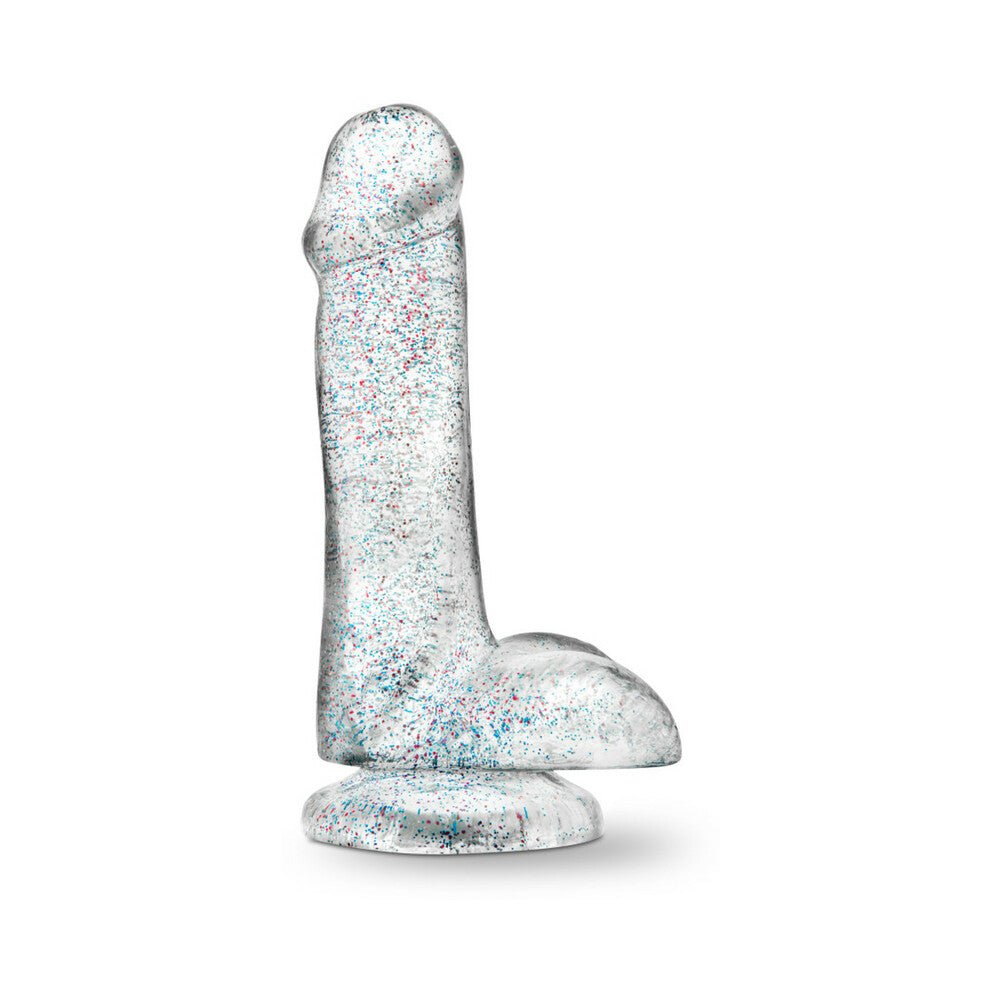Naturally Yours 6 in. Glitter Cock Realistic Dildo with Balls Sparkling Clear - Image 3