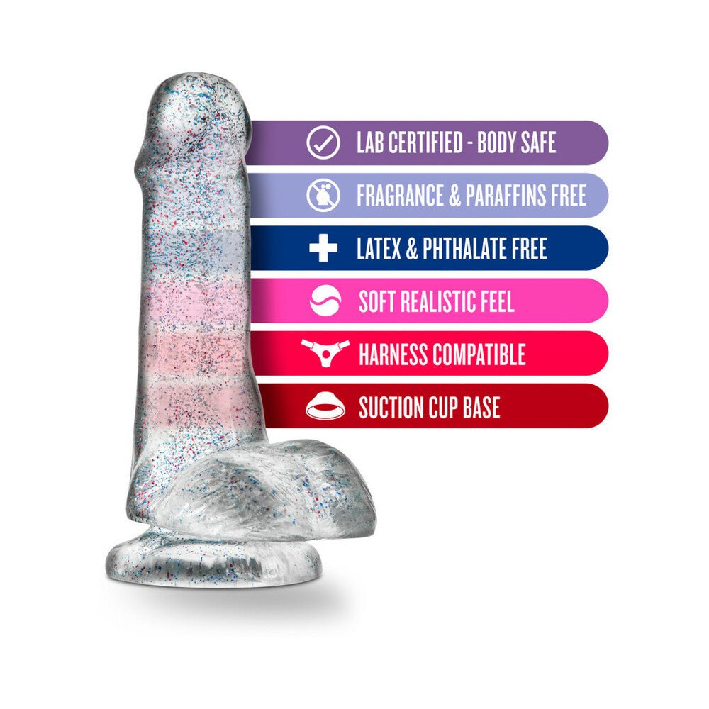 Naturally Yours 6 in. Glitter Cock Realistic Dildo with Balls Sparkling Clear - Image 6