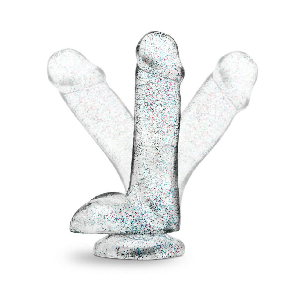 Naturally Yours 6 in. Glitter Cock Realistic Dildo with Balls Sparkling Clear - Image 7