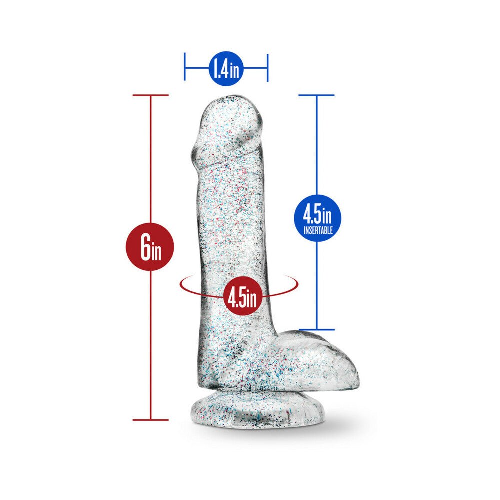 Naturally Yours 6 in. Glitter Cock Realistic Dildo with Balls Sparkling Clear - Image 8