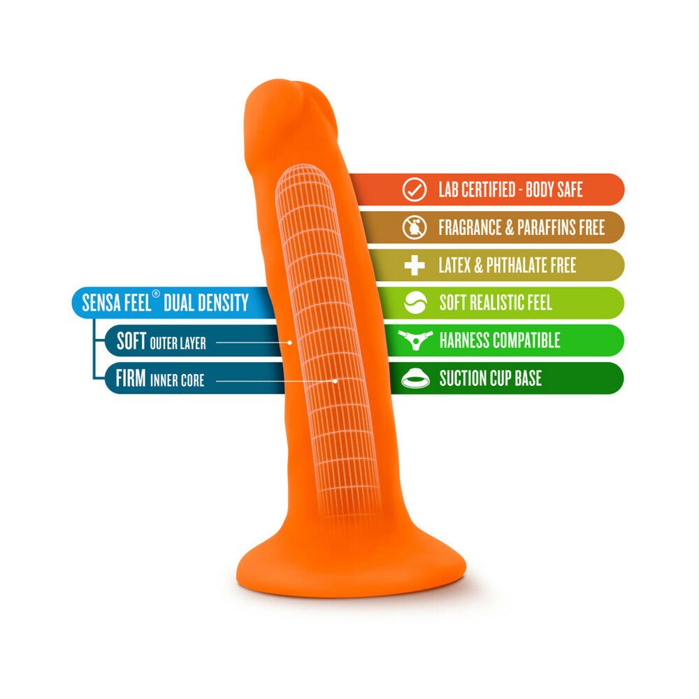 Neo 6 in. Dual Density Dildo Neon Orange - Image 6