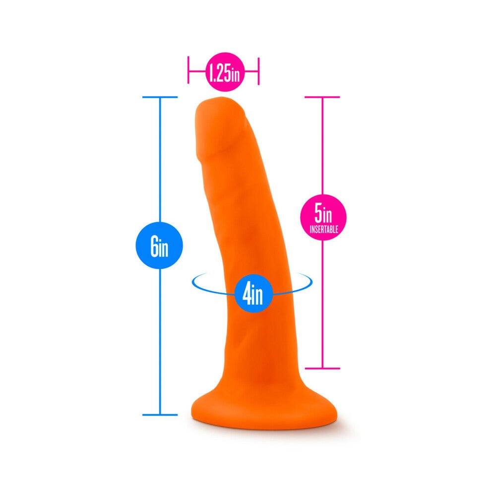 Neo 6 in. Dual Density Dildo Neon Orange - Image 9