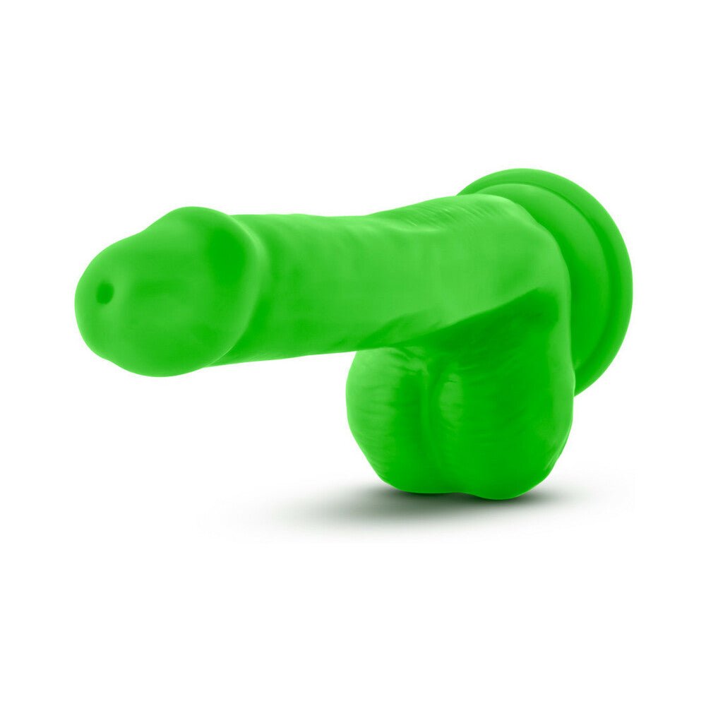 Neo 6 in. Dual Density Dildo with Balls Neon Green - Image 4