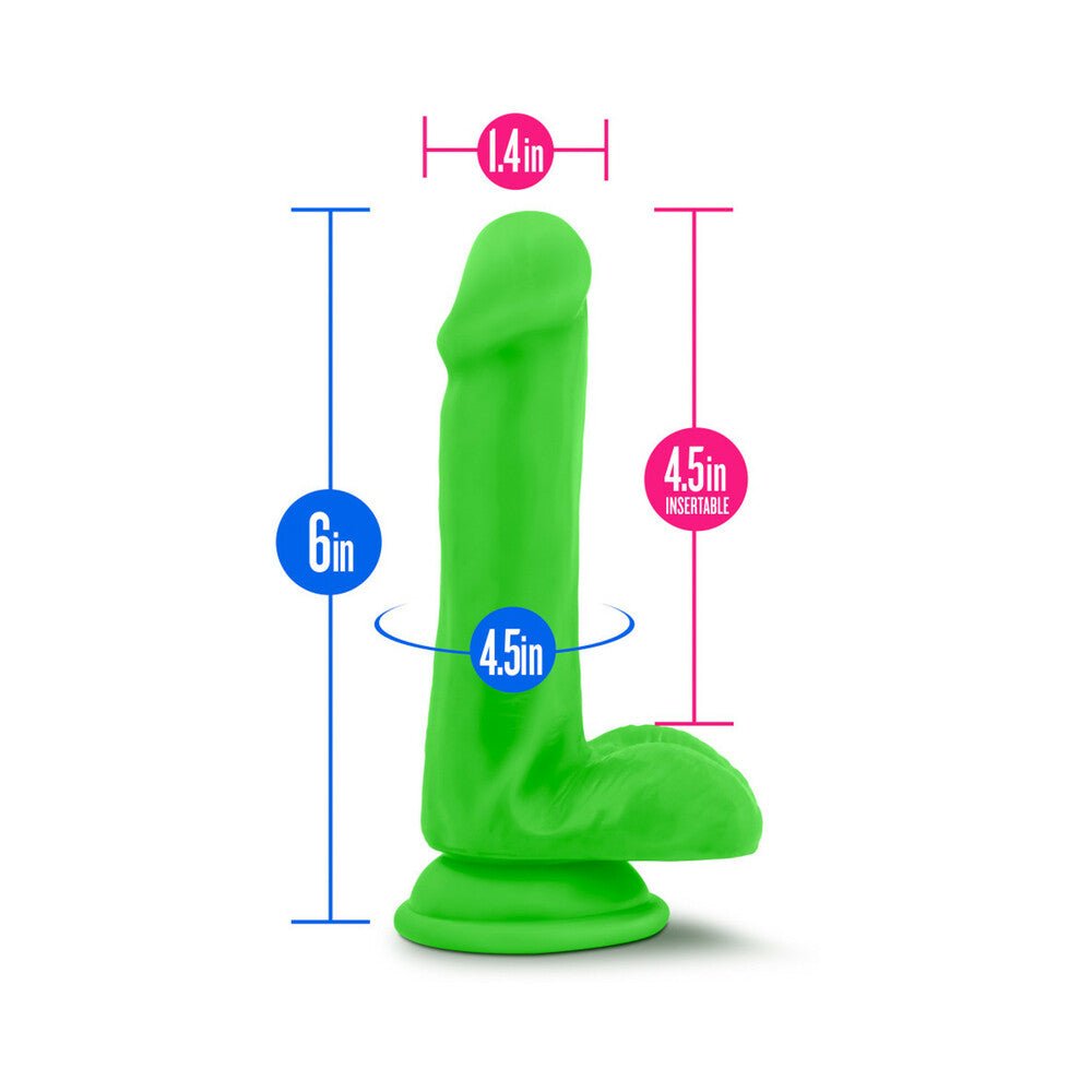 Neo 6 in. Dual Density Dildo with Balls Neon Green - Image 9