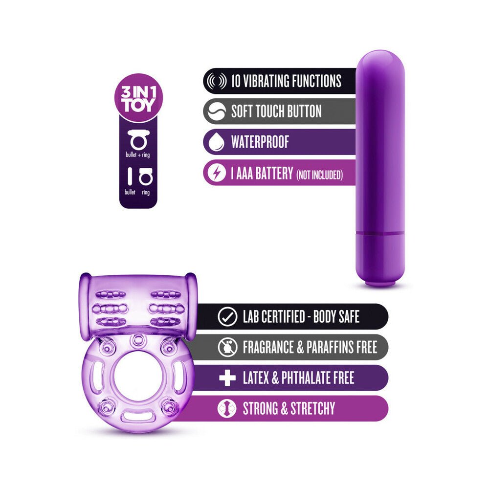 Play with Me Couples Play Vibrating Cockring Purple - Image 4