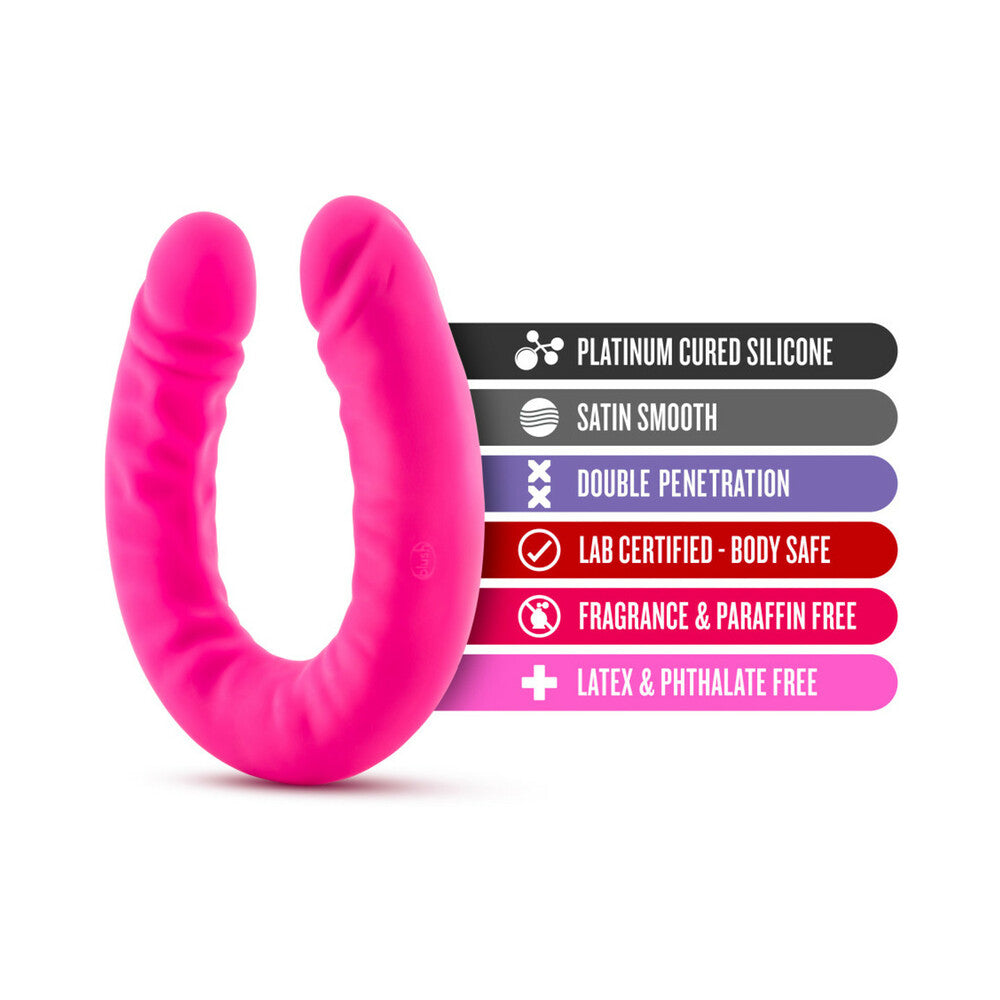 Ruse Realistic 18 in. Silicone Slim Double Dong Dual Ended Dildo Hot Pink - Image 5