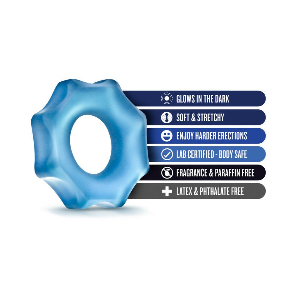 Stay Hard Glo Nutz Cockring 40-Piece Display Fishbowl Blue - Image 5