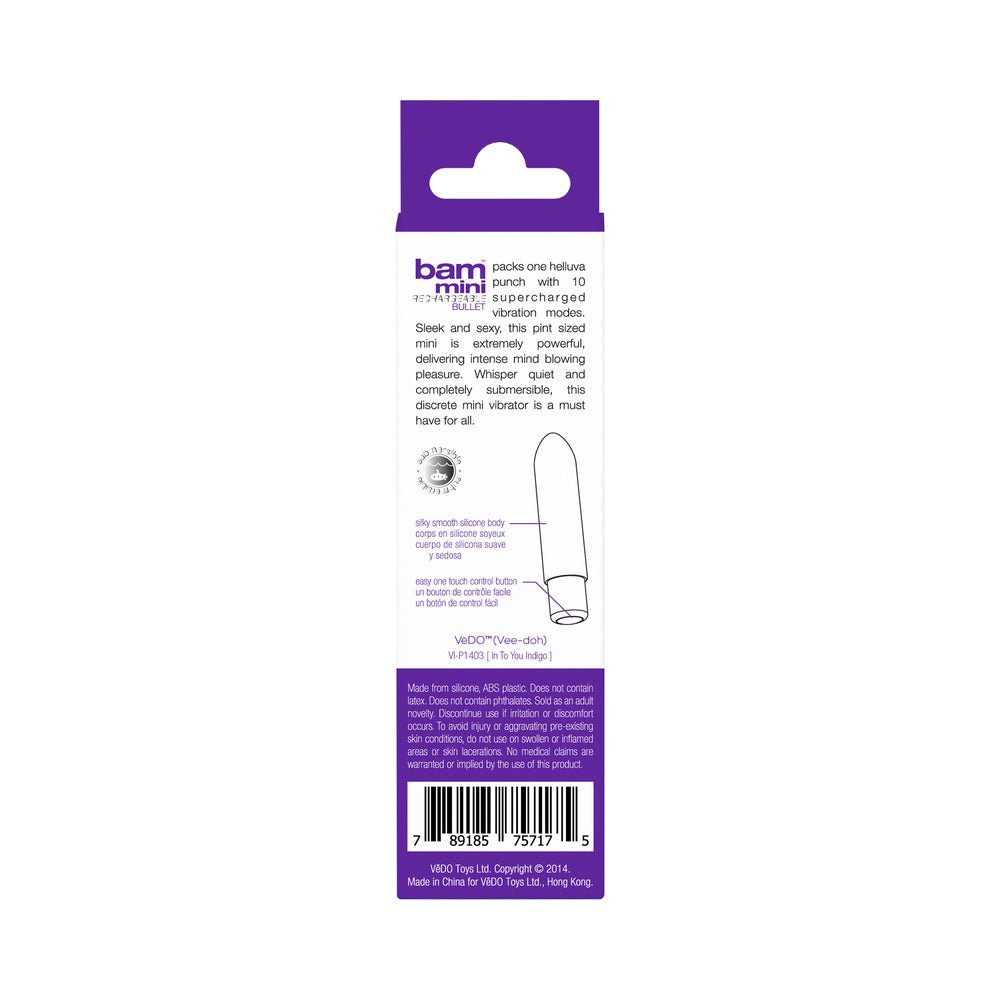 VeDO Bam Mini Rechargeable Bullet Vibe - Indigo - Image 7