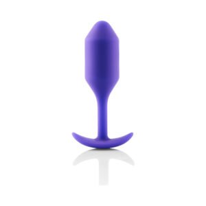 b-Vibe Snug Plug 2 Weighted Silicone Anal Plug Purple - Image 3