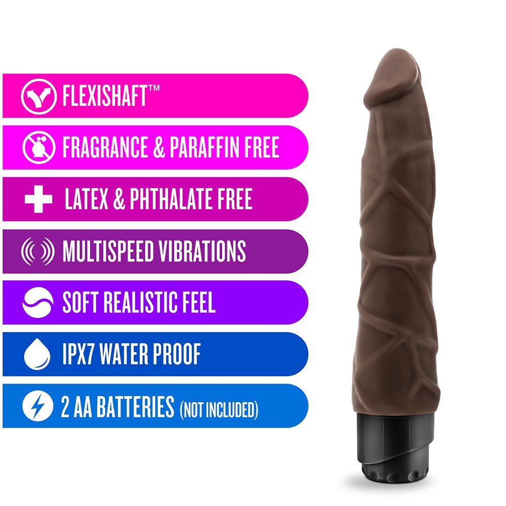 Dr. Skin Cock Vibe 1 Realistic 9 in. Vibrating Dildo Brown - Image 8