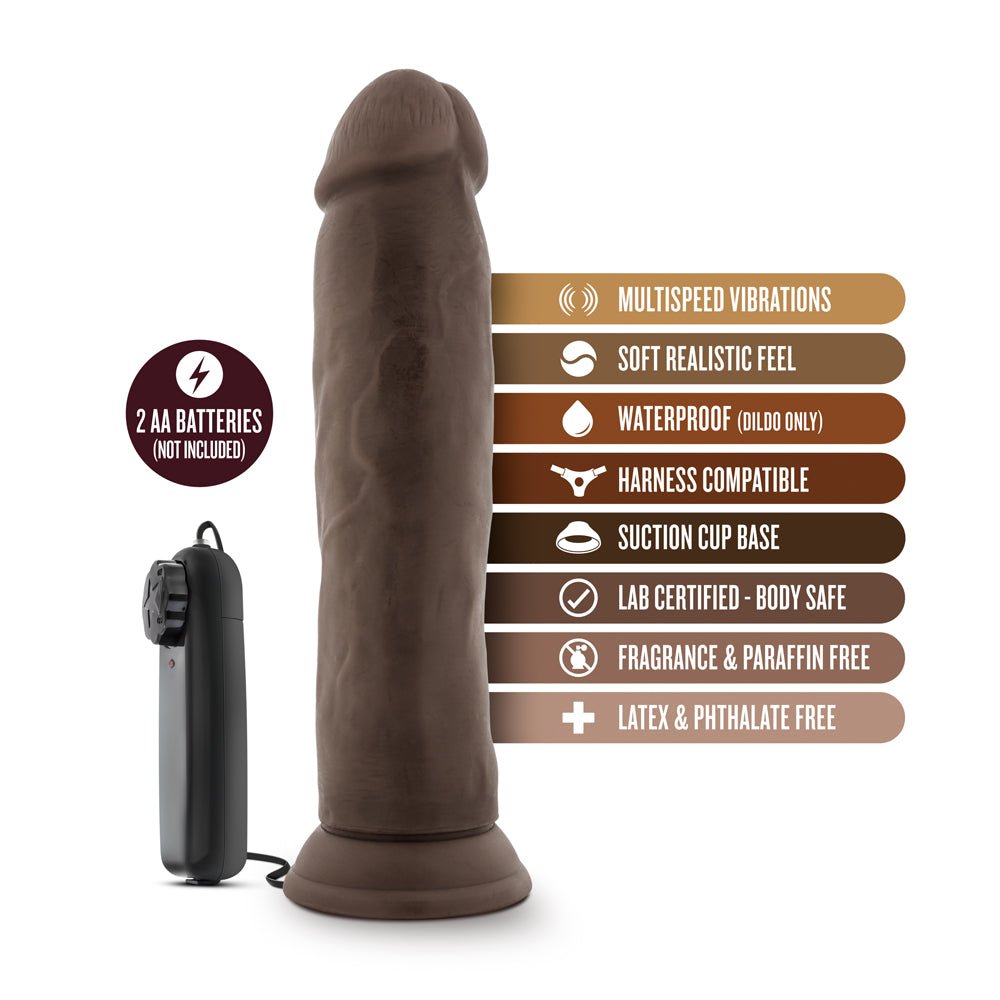 Dr. Skin Dr. Throb Realistic 9.5 in. Vibrating Dildo Brown - Image 6