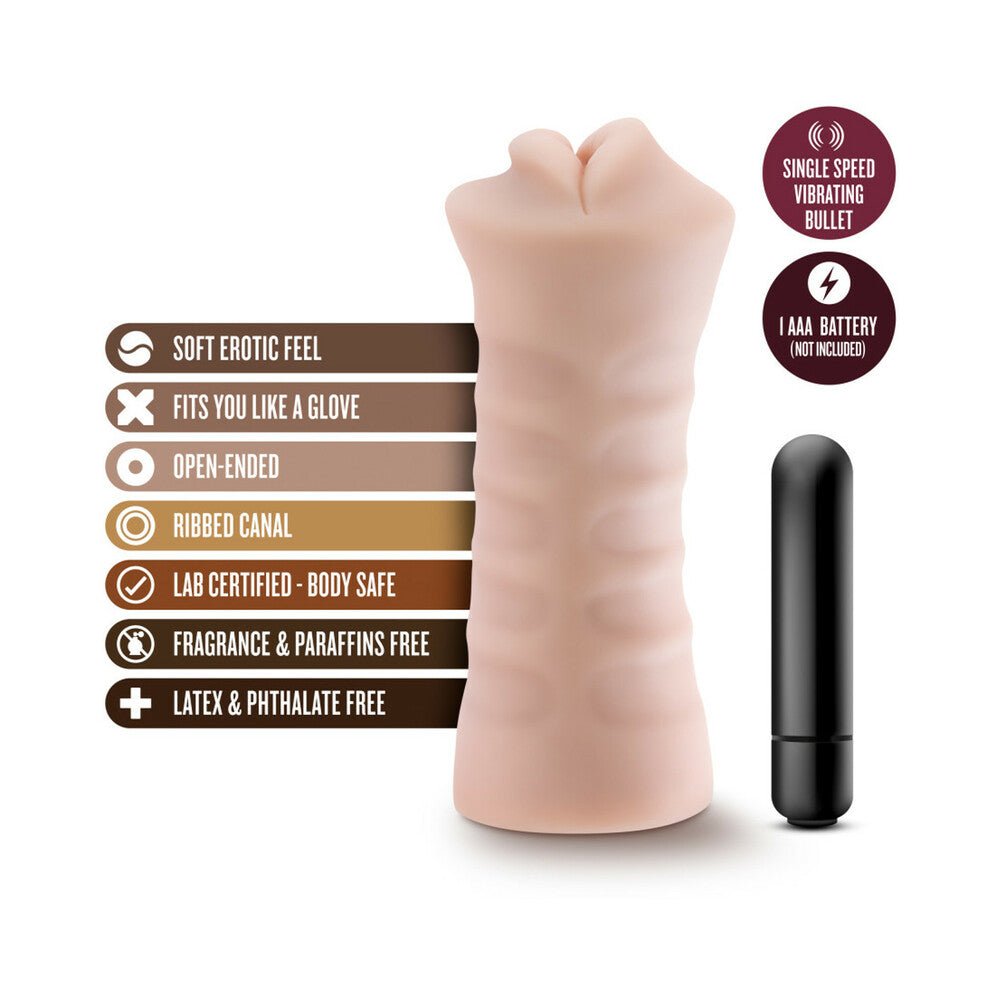 M for Men Angie Oral Stroker with Bullet Vibrator Beige - Image 6